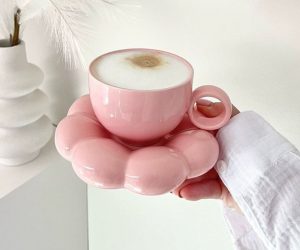 Ceramic Cloud Shape Coffee Cup and Saucer Set – Cute & Durable for Daily Use