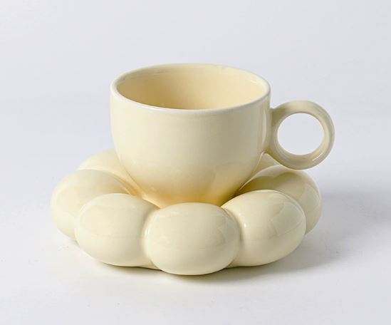 Ceramic Cloud Shape Coffee Cup and Saucer Set – Cute & Durable for Daily Use - Image 2