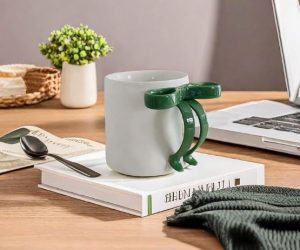 Bow-Tie Ceramic Mug – Cute Coffee and Tea Cup for Everyday Use