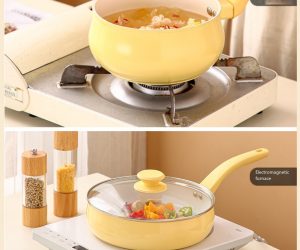 Ceramic Non-Stick Yellow Pot – Aluminum Alloy Cooking Pot (16 cm / 24 cm)