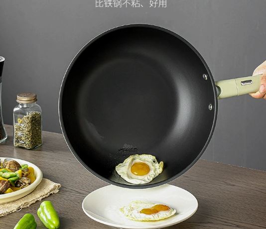 Green Non-Stick Frying Pan Wok – Plasma Spraying Coating (30 cm / 32 cm) - Image 2
