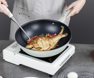 Green Non-Stick Frying Pan Wok – Plasma Spraying Coating (30 cm / 32 cm)