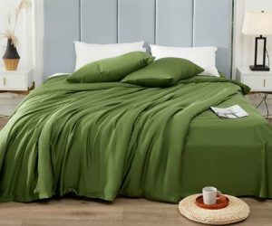Green Lyocell 4-Piece Bedding Set – Soft, Breathable Bed Linen (Twin / Full / Queen / King)
