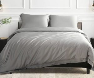 Light Grey Lyocell 4-Piece Bedding Set – Soft, Breathable Bed Linen (Twin / Full / Queen / King)