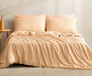 Champagne Bamboo Fiber 4-Piece Bedding Set – Soft, Breathable Bed Linen (Twin / Full / Queen / King)