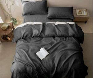 Beige Cotton & Linen 4-Piece Bedding Set – Soft, Breathable Bed Linen (Single / Double / King)