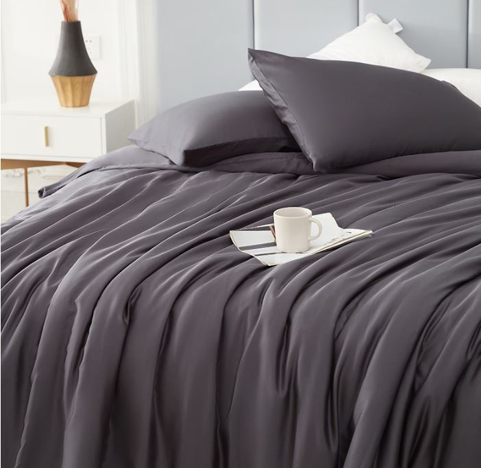 Carbon Grey Lyocell Luxury Print 4-Piece Bedding Set – Soft, Cool Spring & Summer Bed Linen (Twin / Full / Queen / King) - Image 4