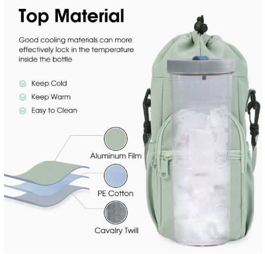 Drawstring Water Bottle Carrier Bag – Secure Hands-Free Pouch for Travel, Walking & Daily Use - Image 2