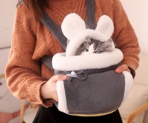 Pet Backpack Carrier for Dogs and Cats – Breathable Travel Bag with Bunny or Cat Ears