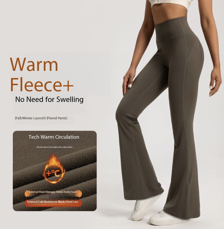 Women’s High-Waisted Fleece-Lined Flared Pants – Warm, Stretchy & Comfortable for Autumn and Winter