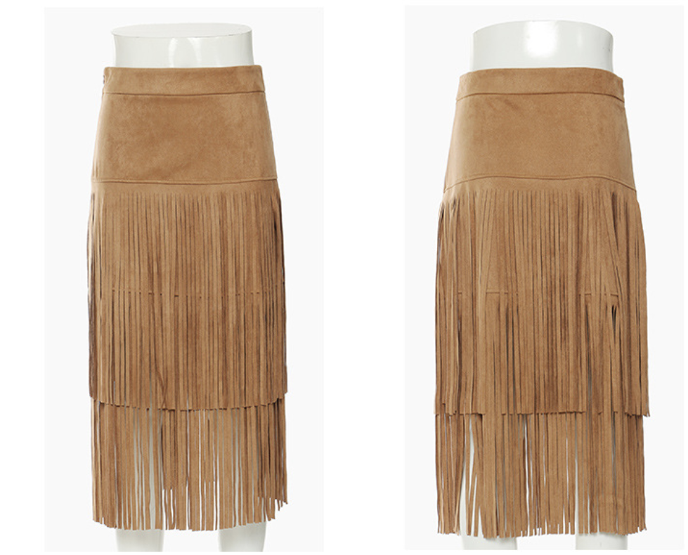 Denim-Style Skirt, Lightweight Polyester Fiber in Black & Khaki - Image 4