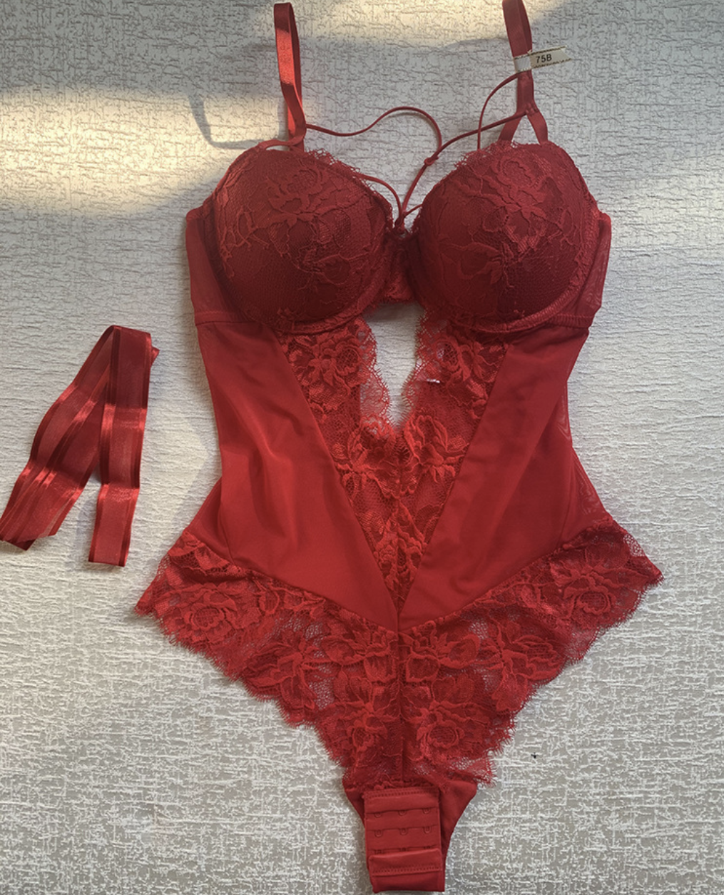 Lace Bow Bodysuit Lingerie for Women, Elegant Fit & Soft Comfort - Image 2