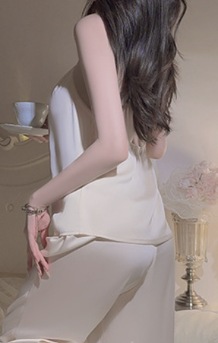 Rosewood Satin Halter Neck Pyjama Set – Smooth, Elegant & Comfortable - Image 2