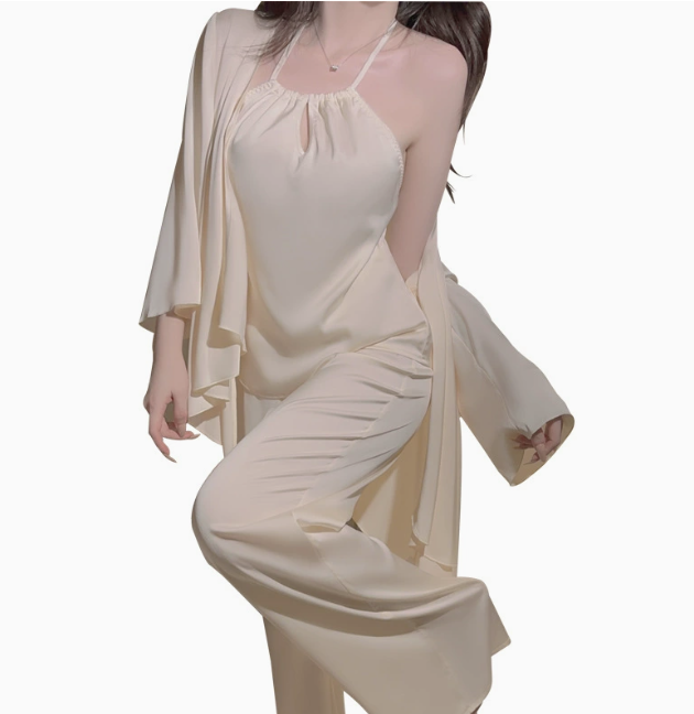 Rosewood Satin Halter Neck Pyjama Set – Smooth, Elegant & Comfortable - Image 4